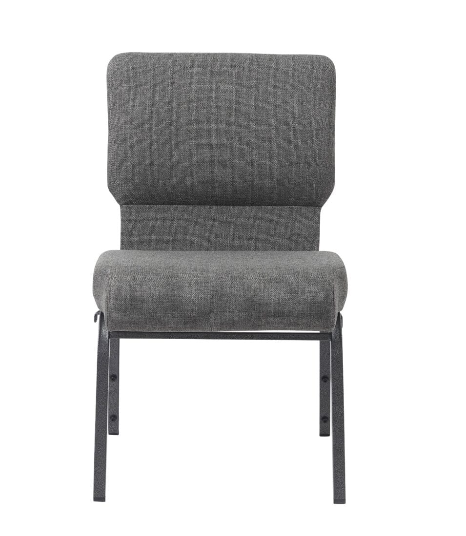 Chivari Gray Fabric Church Chair with Cut-Away Back 20.5" Wide Silver Vein Steel Frame CH20GRSV-ZF-T