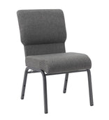 Gray Fabric Church Chair with Cut-Away Back 20.5" Wide Silver Vein Steel Frame