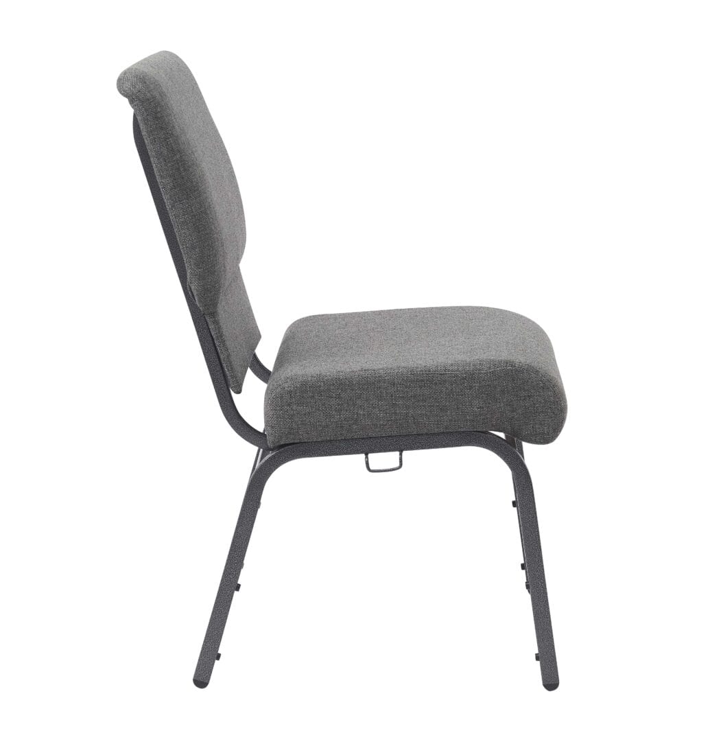 Chivari Gray Fabric Church Chair with Cut-Away Back 20.5