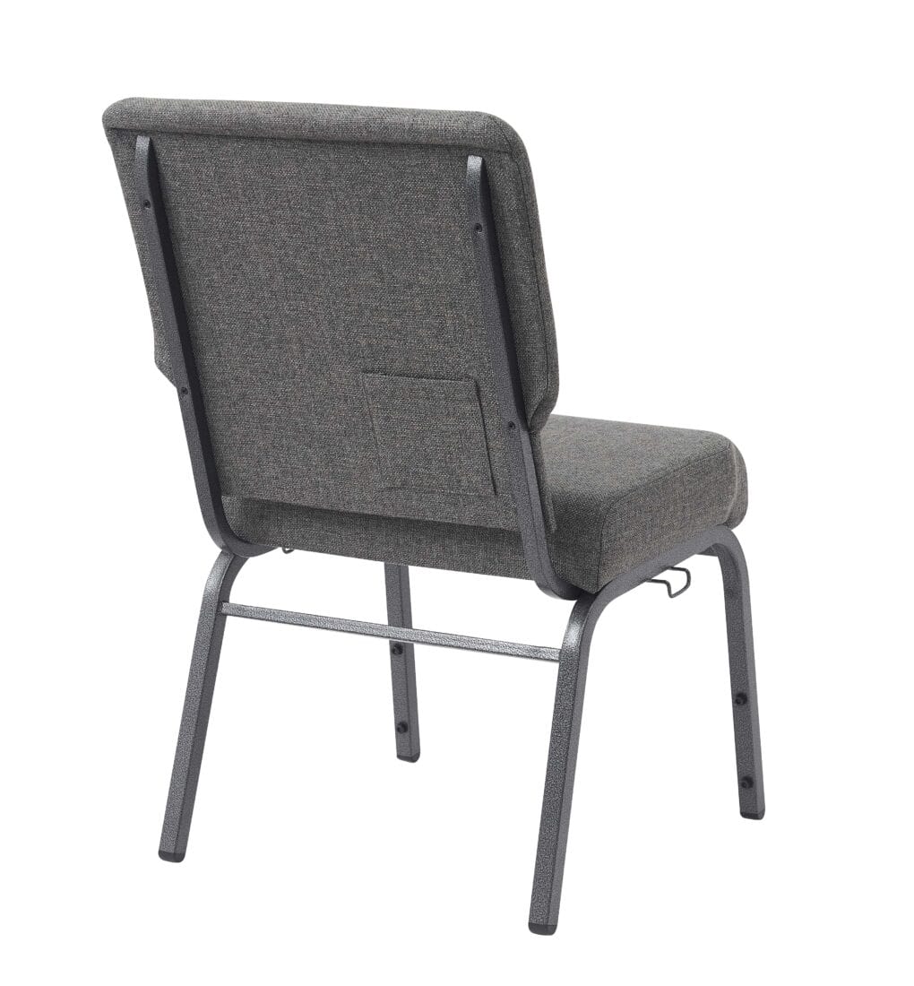 Chivari Gray Fabric Church Chair with Cut-Away Back 20.5