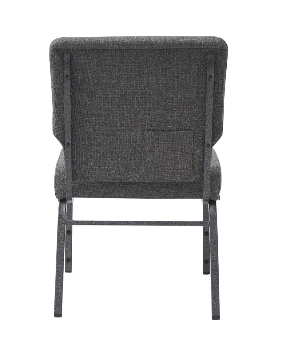 Chivari Gray Fabric Church Chair with Cut-Away Back 20.5" Wide Silver Vein Steel Frame CH20GRSV-ZF-T