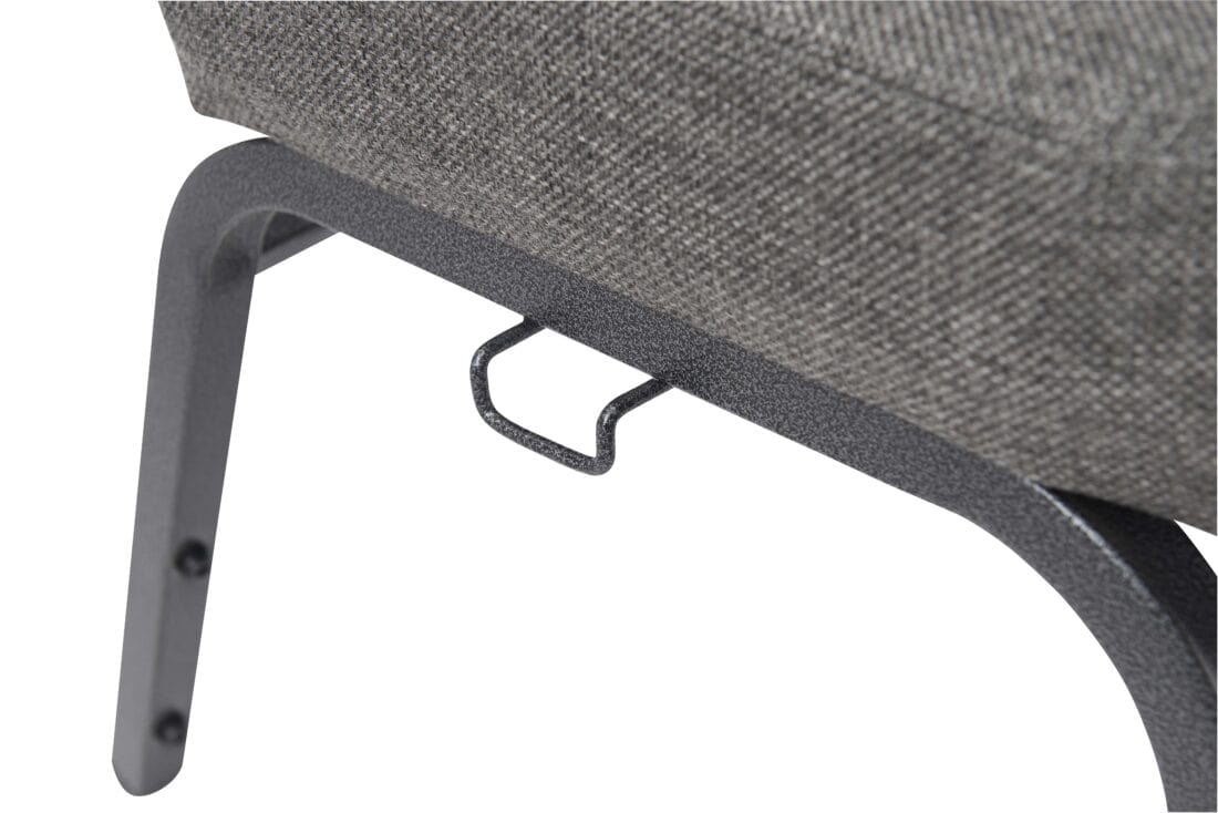 Chivari Gray Fabric Church Chair with Cut-Away Back 20.5" Wide Silver Vein Steel Frame CH20GRSV-ZF-T
