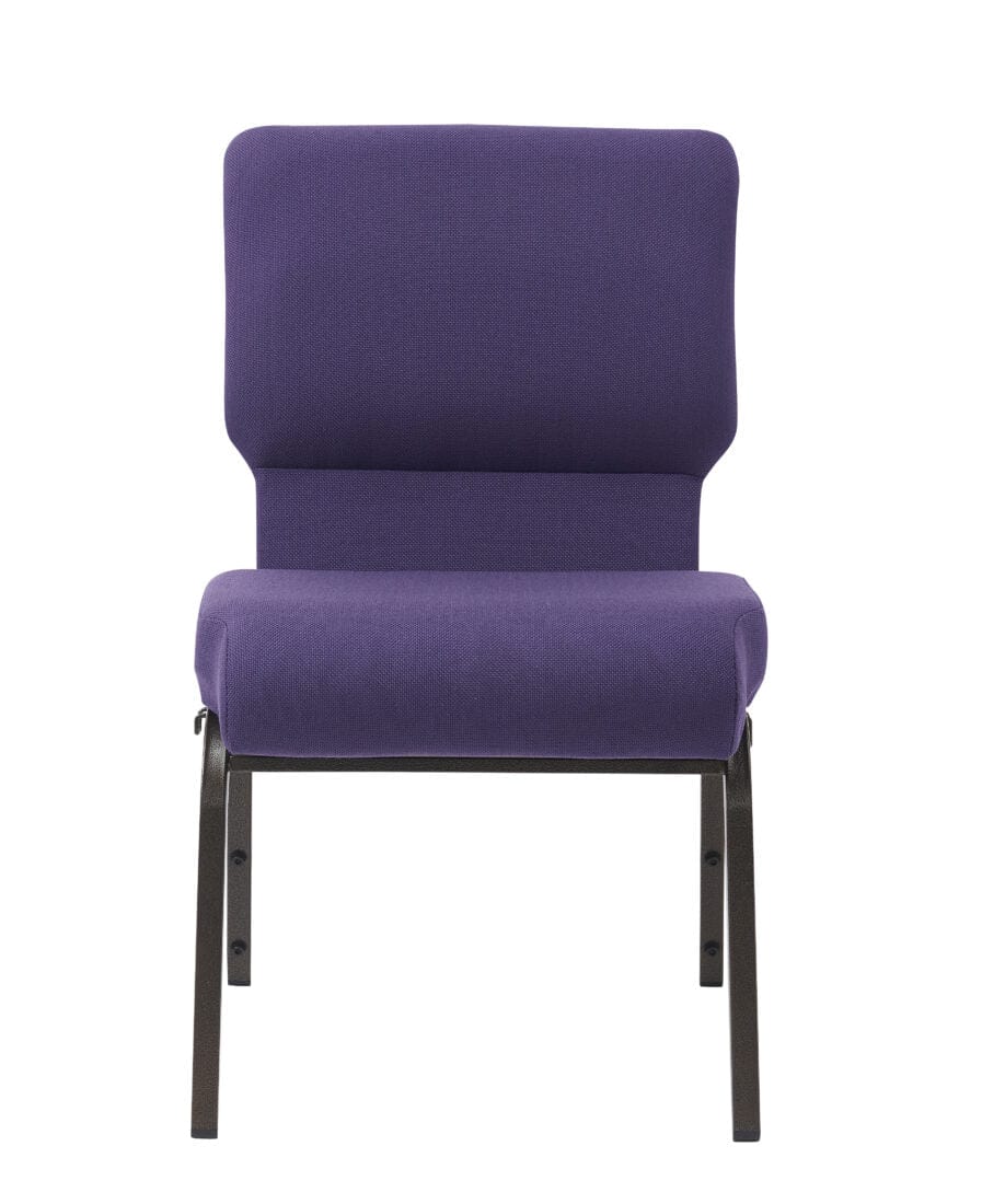 Chivari Purple Fabric Church Chair with Cut-Away Back 20.5" Wide Gold Vein Steel Frame CH20PUGV-ZF-T