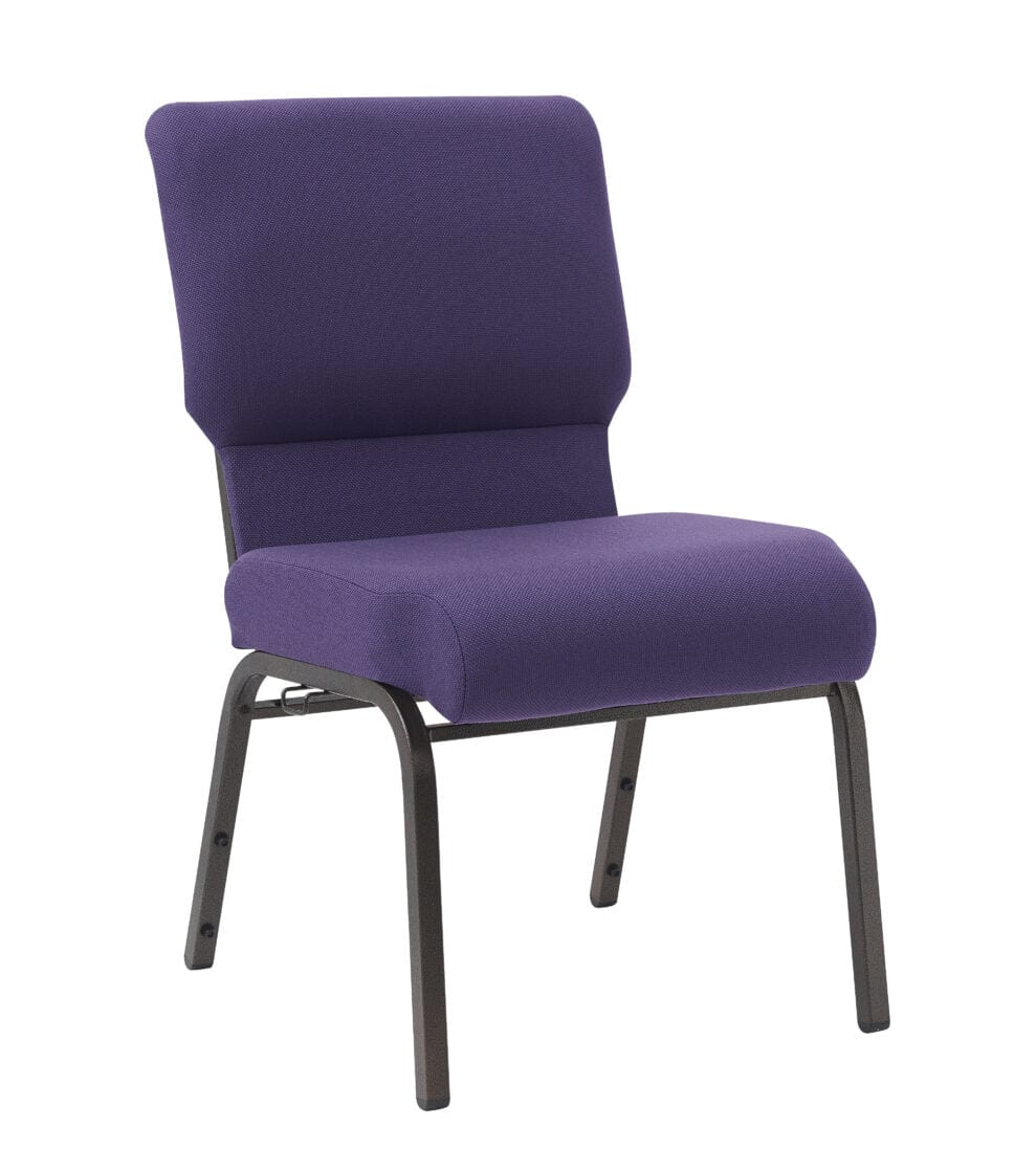 Chivari Purple Fabric Church Chair with Cut-Away Back 20.5" Wide Gold Vein Steel Frame CH20PUGV-ZF-T