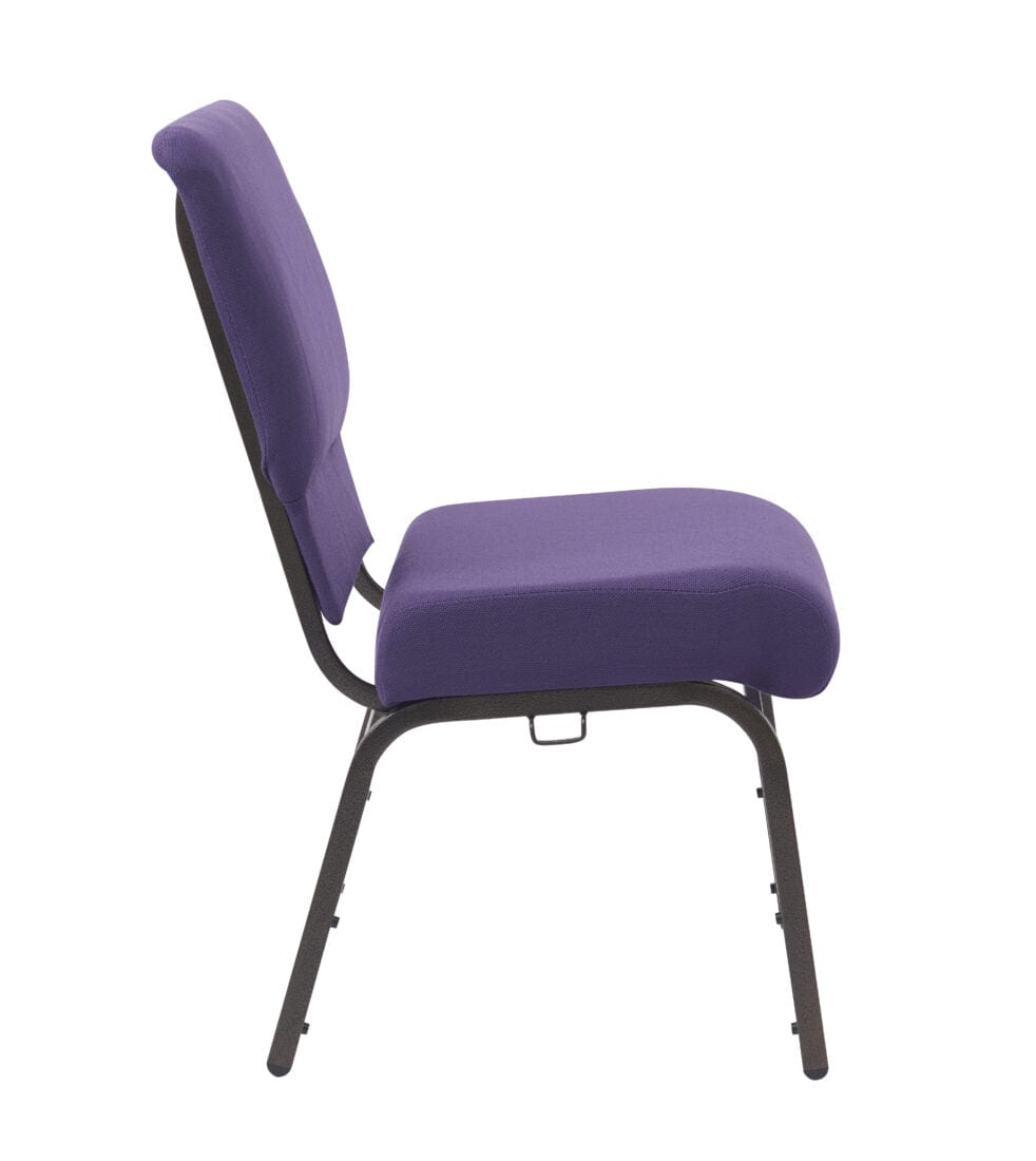 Chivari Purple Fabric Church Chair with Cut-Away Back 20.5