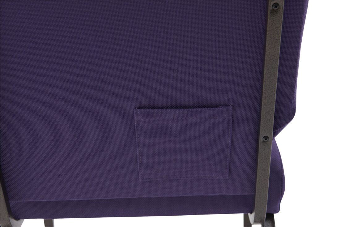 Chivari Purple Fabric Church Chair with Cut-Away Back 20.5" Wide Gold Vein Steel Frame CH20PUGV-ZF-T