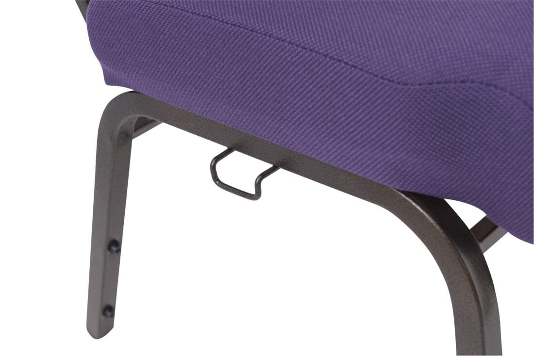 Chivari Purple Fabric Church Chair with Cut-Away Back 20.5" Wide Gold Vein Steel Frame CH20PUGV-ZF-T