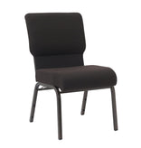 Walnut Church Chair with White Dot Fabric Cut-Away Back 20.5" Wide Gold Vein Steel Frame