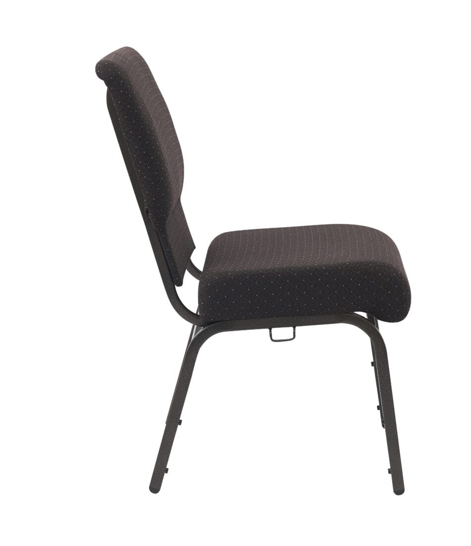 Chivari Walnut Church Chair with White Dot Fabric Cut-Away Back 20.5