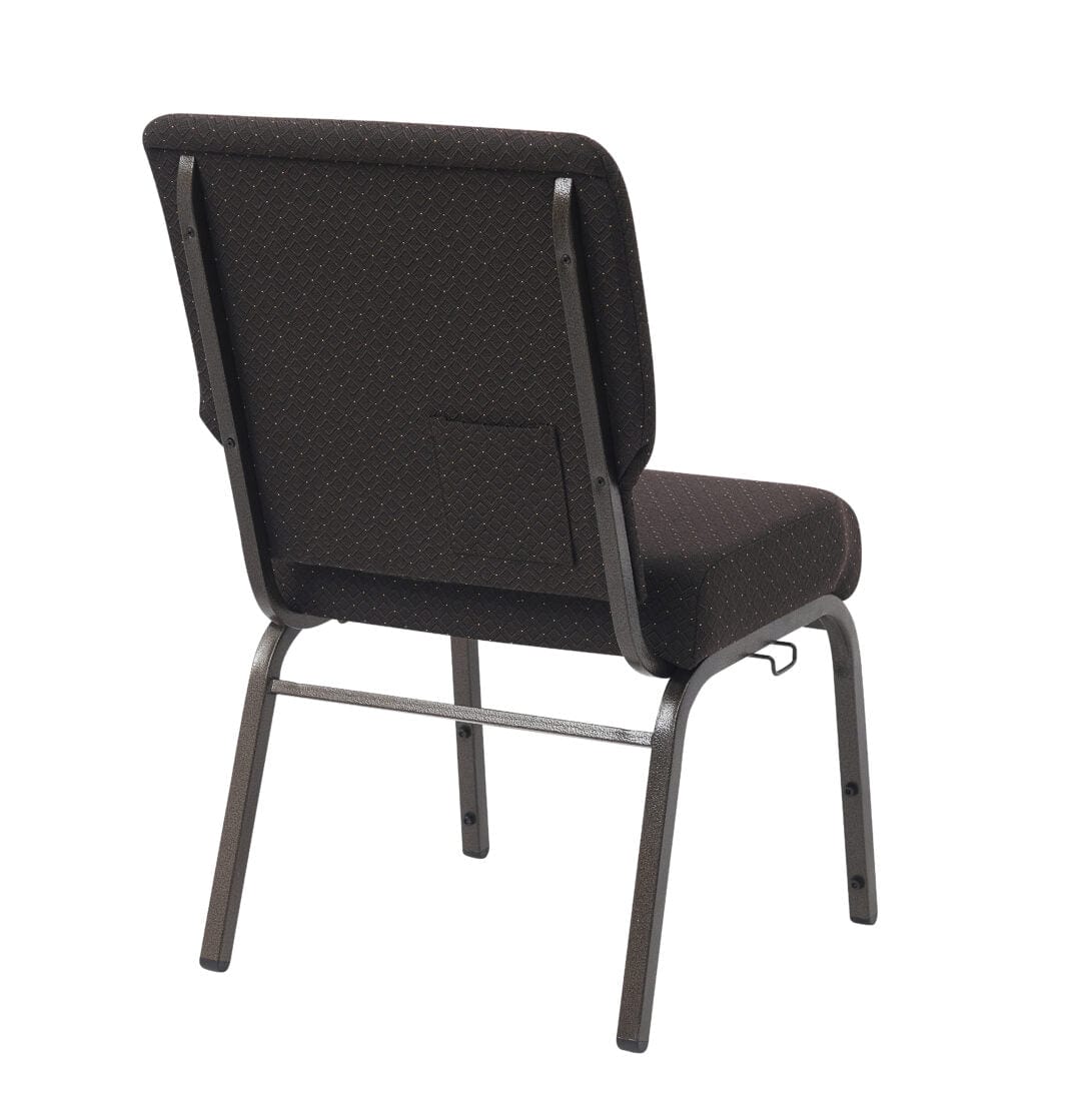 Chivari Walnut Church Chair with White Dot Fabric Cut-Away Back 20.5
