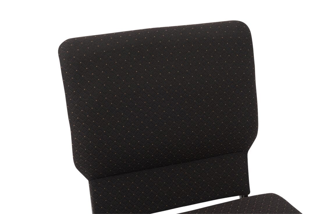 Chivari Walnut Church Chair with White Dot Fabric Cut-Away Back 20.5" Wide Gold Vein Steel Frame CH20WDGV-ZF-T