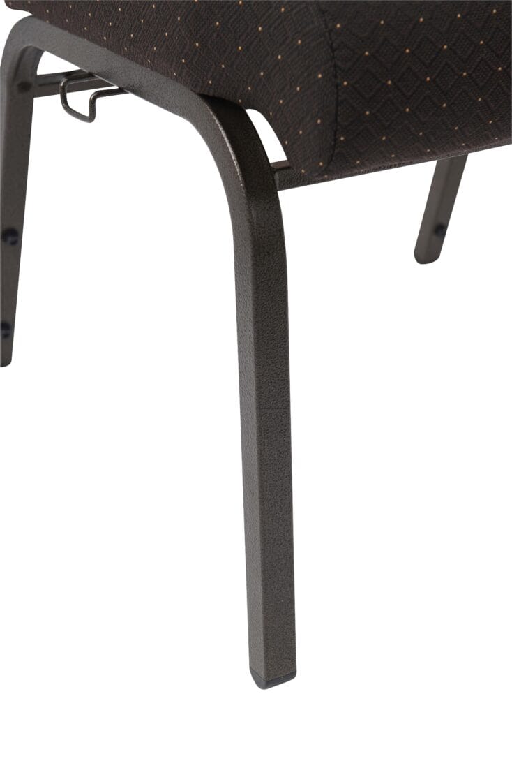 Chivari Walnut Church Chair with White Dot Fabric Cut-Away Back 20.5" Wide Gold Vein Steel Frame CH20WDGV-ZF-T