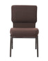 Chivari Espresso Fabric Church Chair with Cut-Away Back 20.5" Wide Gold Vein Steel Frame CH20EGV-ZF-T