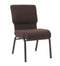 Chivari Espresso Fabric Church Chair with Cut-Away Back 20.5" Wide Gold Vein Steel Frame CH20EGV-ZF-T