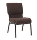 Chivari Espresso Fabric Church Chair with Cut-Away Back 20.5" Wide Gold Vein Steel Frame CH20EGV-ZF-T