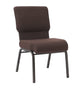Chivari Espresso Fabric Church Chair with Cut-Away Back 20.5" Wide Gold Vein Steel Frame CH20EGV-ZF-T