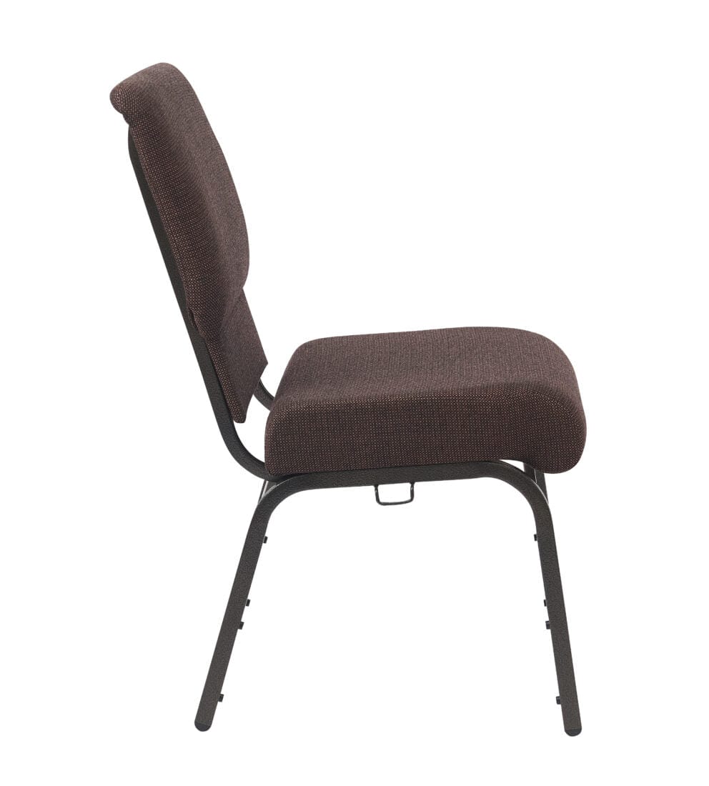 Chivari Espresso Fabric Church Chair with Cut-Away Back 20.5