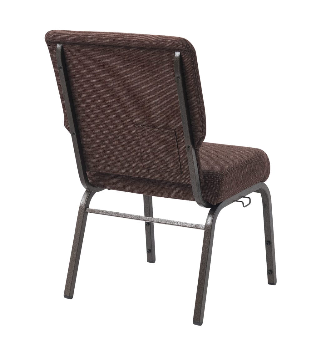 Chivari Espresso Fabric Church Chair with Cut-Away Back 20.5
