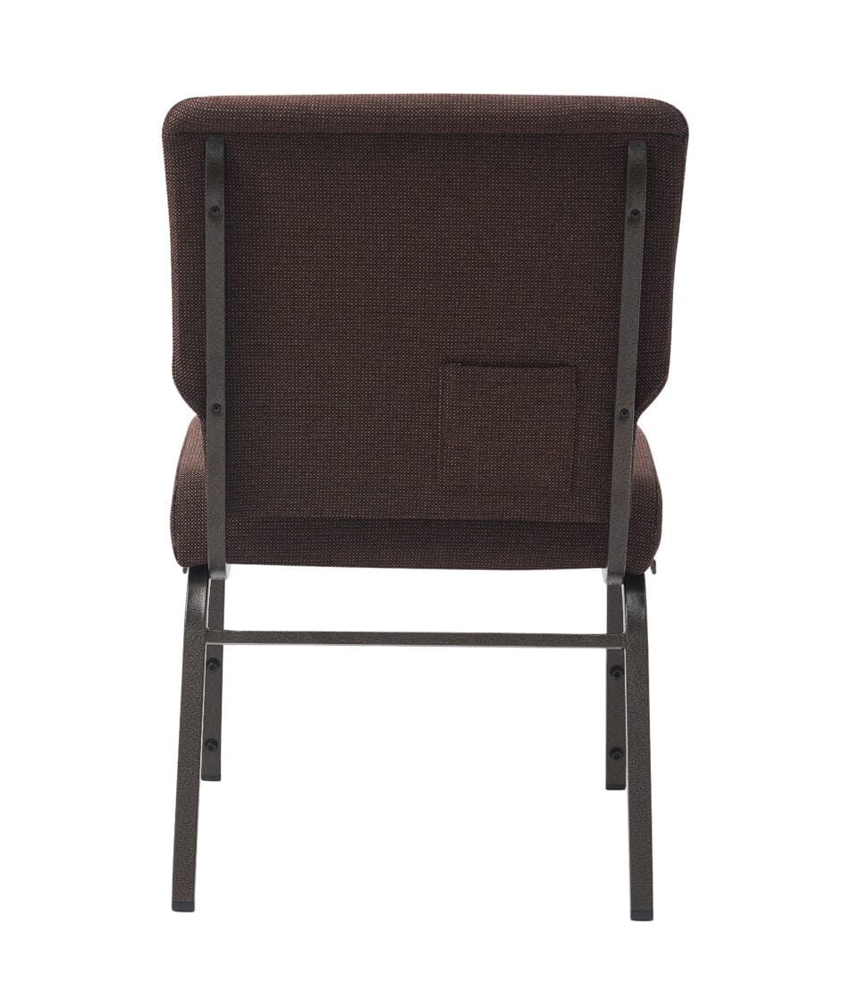 Chivari Espresso Fabric Church Chair with Cut-Away Back 20.5