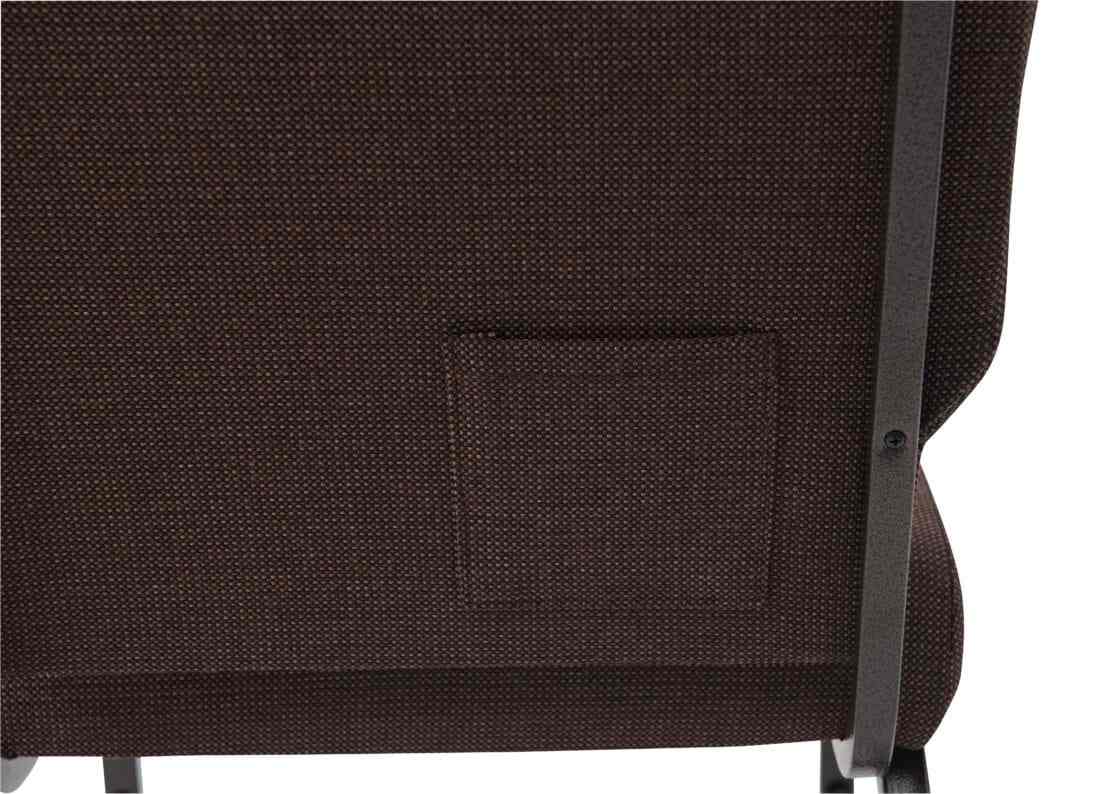 Chivari Espresso Fabric Church Chair with Cut-Away Back 20.5" Wide Gold Vein Steel Frame CH20EGV-ZF-T