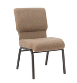 Tan Fabric Church Chair with Cut-Away Back 20.5" Wide Gold Vein Steel Frame