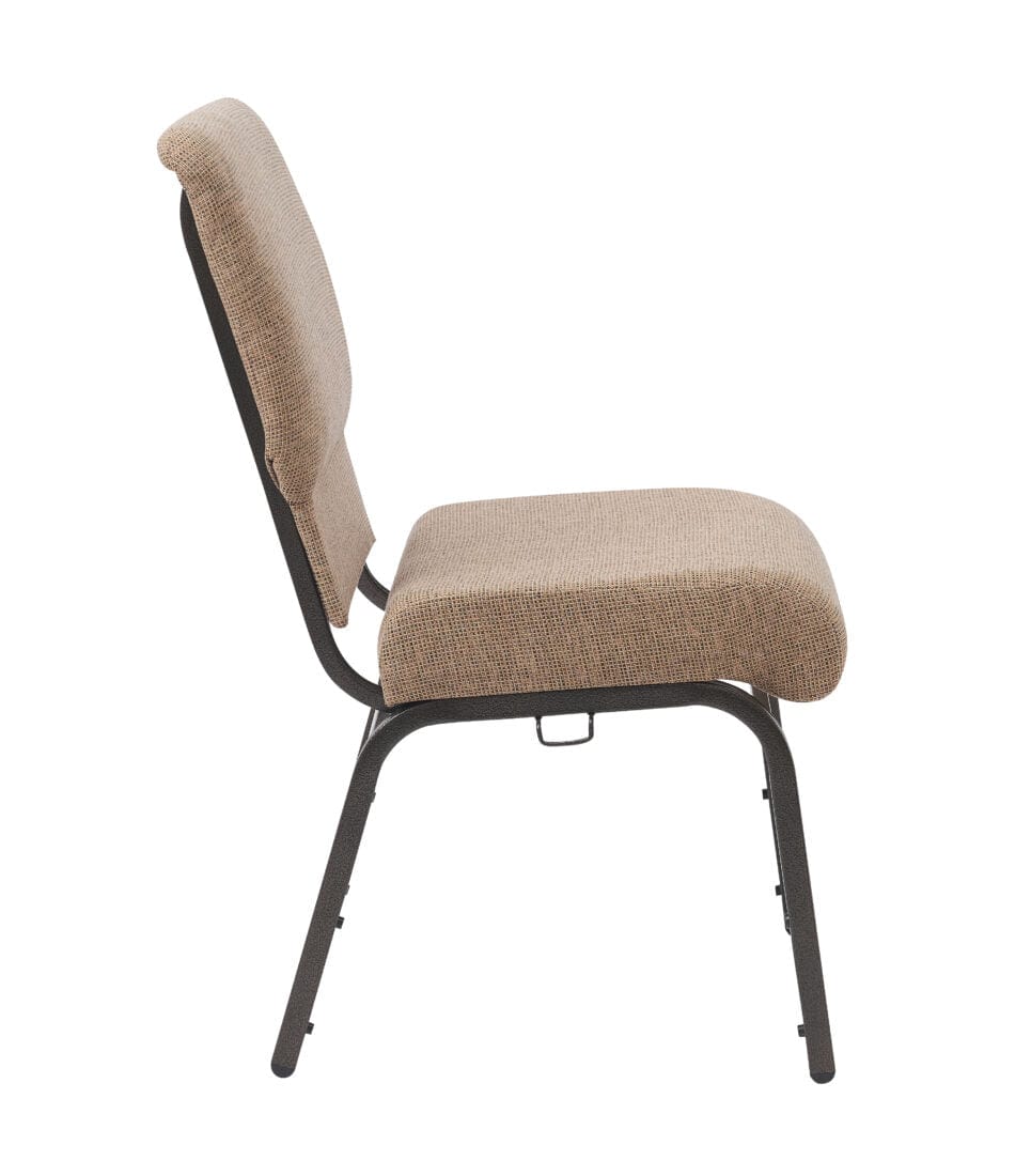 Chivari Tan Fabric Church Chair with Cut-Away Back 20.5