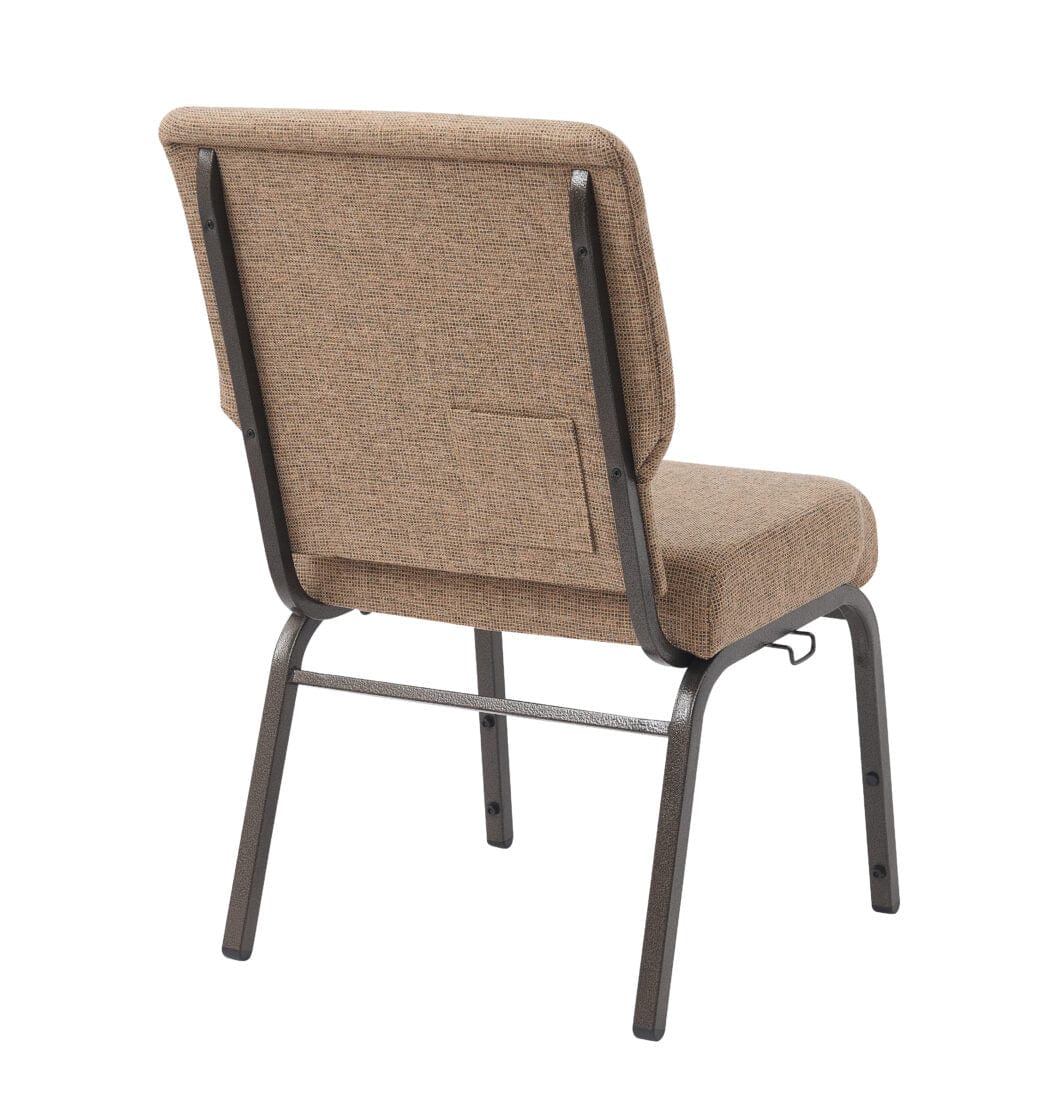 Chivari Tan Fabric Church Chair with Cut-Away Back 20.5