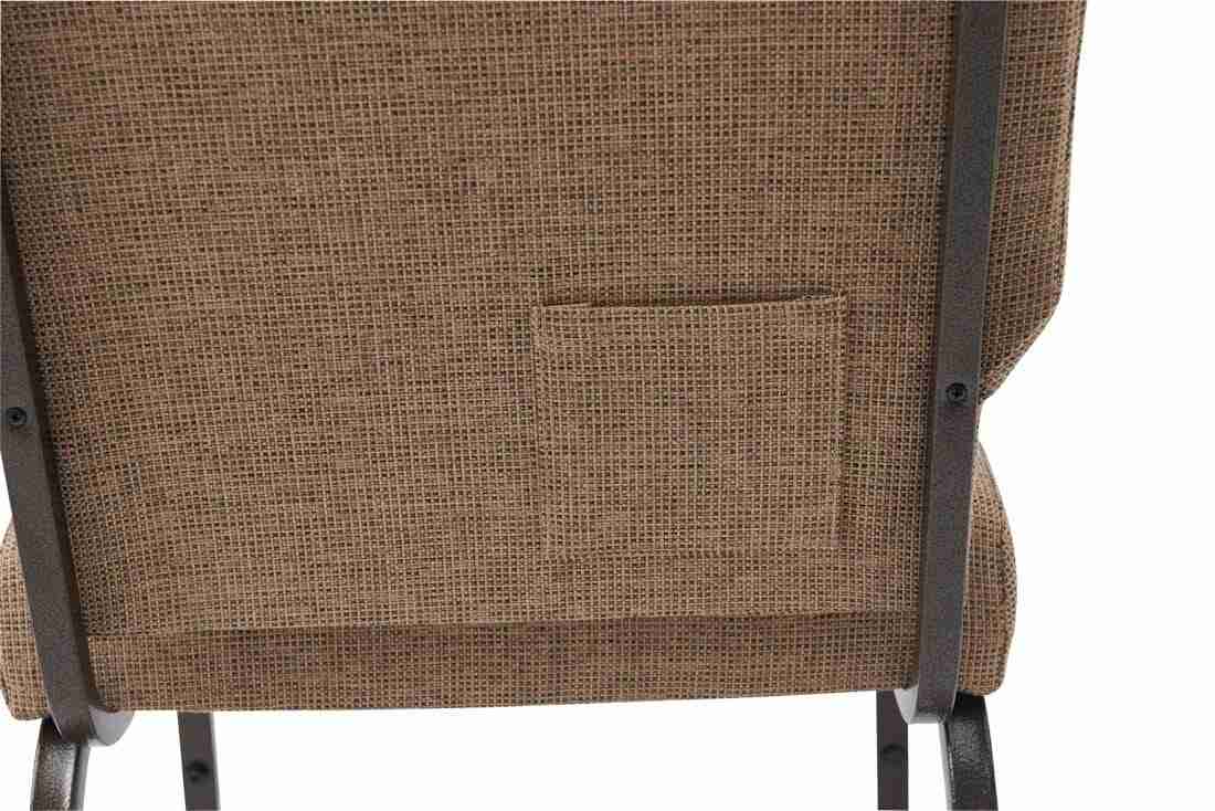 Chivari Tan Fabric Church Chair with Cut-Away Back 20.5" Wide Gold Vein Steel Frame CH20TGV-ZF-T