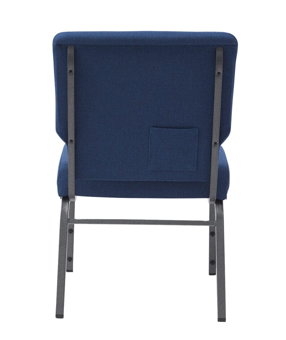 Chivari Indigo Fabric Church Chair with Cut-Away Back 20.5