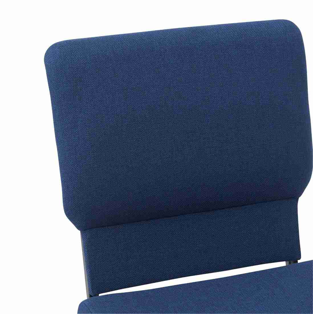 Chivari Indigo Fabric Church Chair with Cut-Away Back 20.5