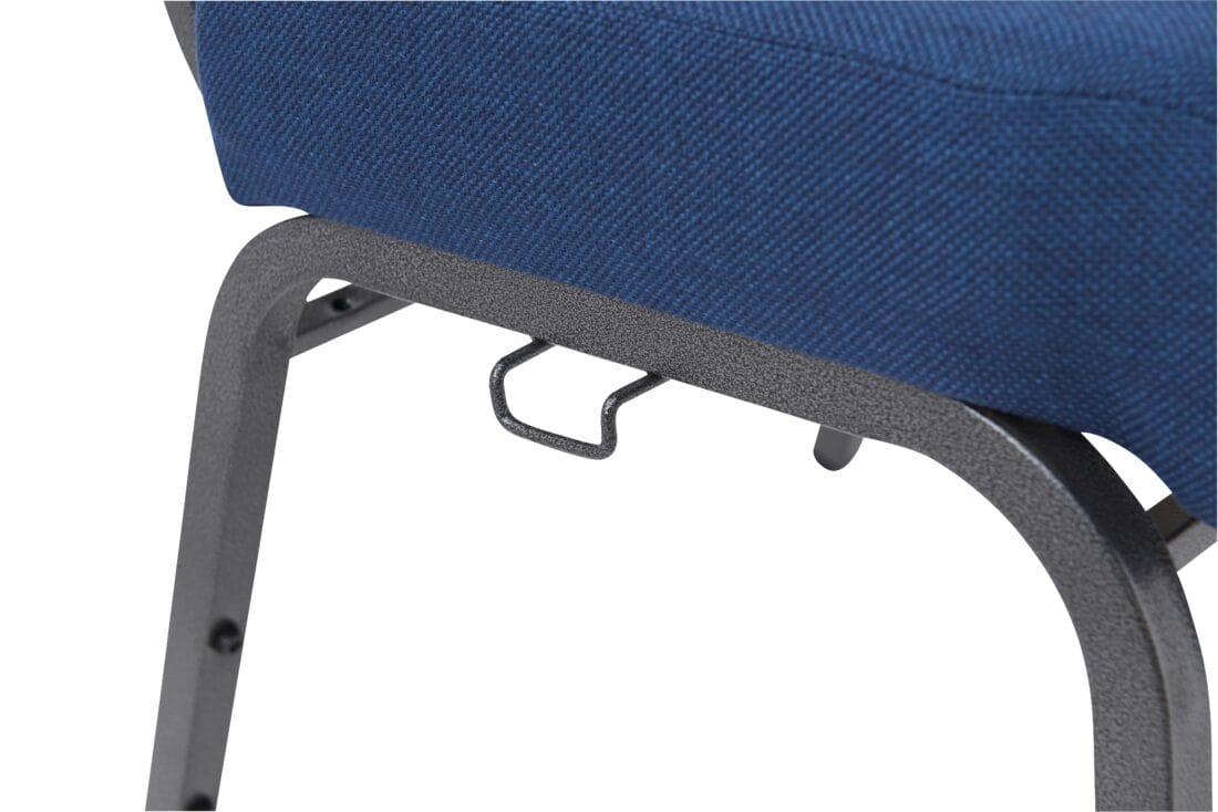 Chivari Indigo Fabric Church Chair with Cut-Away Back 20.5