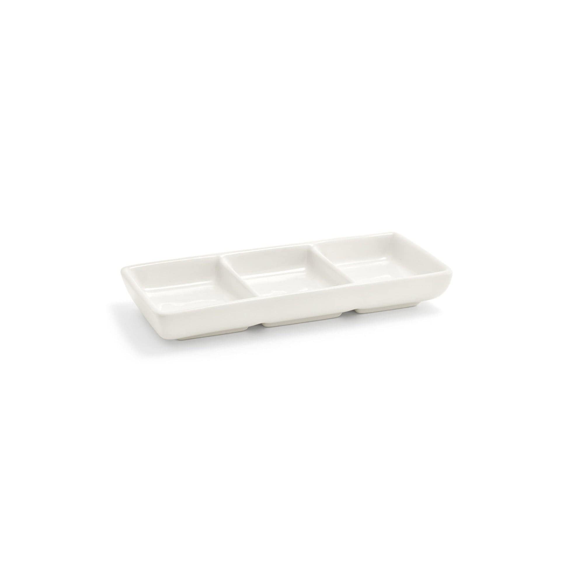 Front of the House FOH DSD017BEP23 6" x 2.5" Catalyst® Three Compartment Dish - 3 oz - Case of 12 FOH-DSD017BEP23