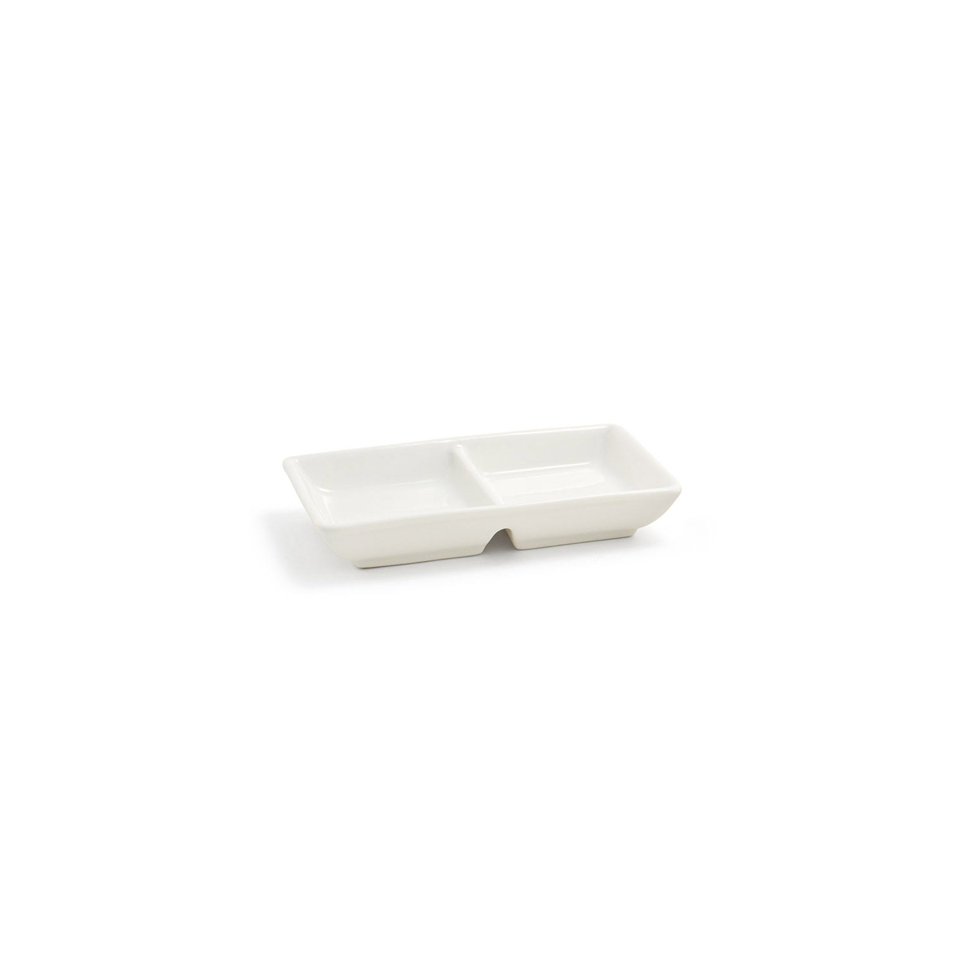 Front of the House FOH DSD021BEP23 4.75" x 2.75" Catalyst® Two Compartment Dish - 2 oz - Case of 12 FOH-DSD021BEP23