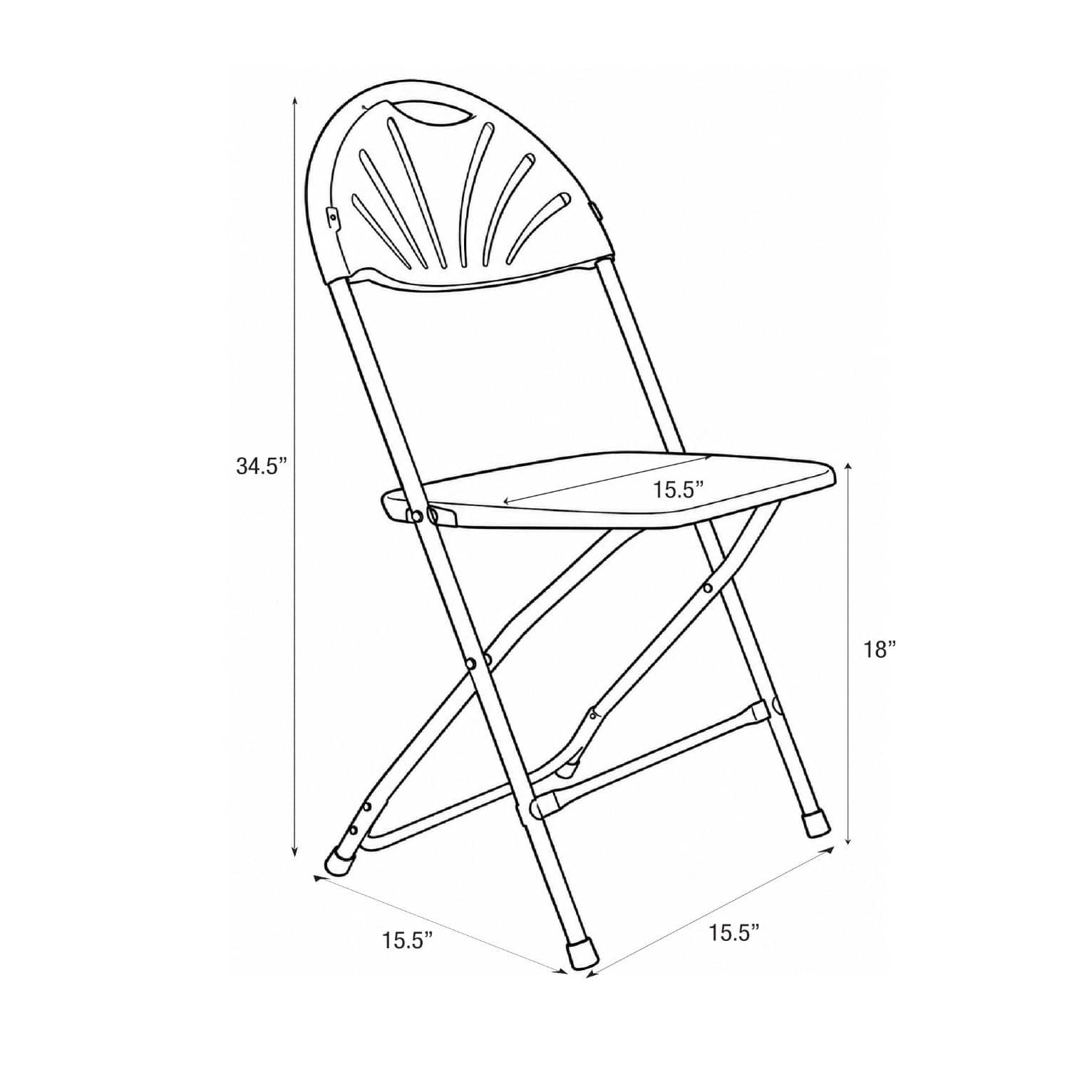 White Fan Back Folding Chair (Steel-Poly Chair)