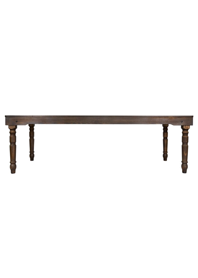 Chivari 96" x 40" (8 Foot) Fruitwood Rectangle Fluted Leg Wood Farm Table TFARMRT9640-FRUITWOOD-T-LEG-AX-T