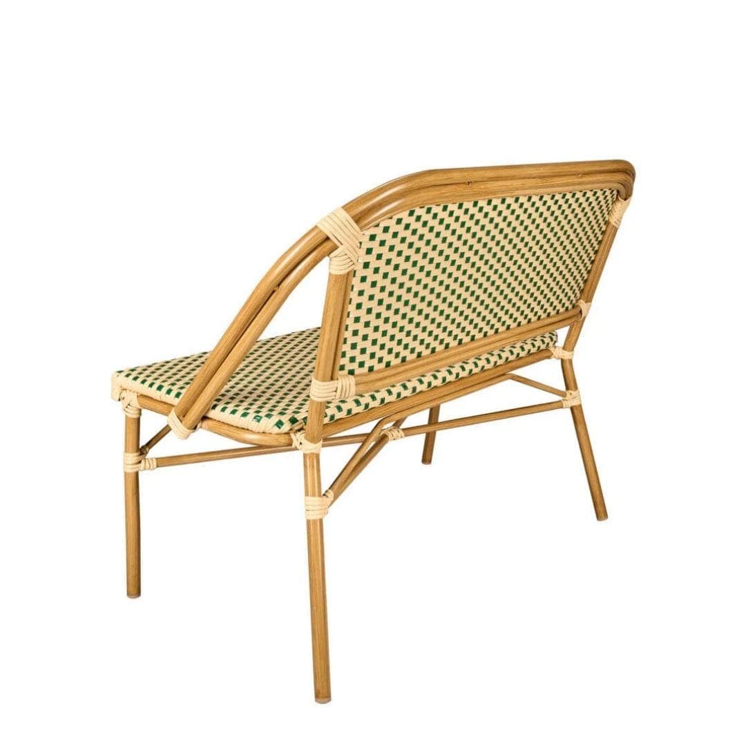 Toulouse Beige on Green French Bistro Set with 48x36" Table and 2 Benches FBK-BG-4836X2B