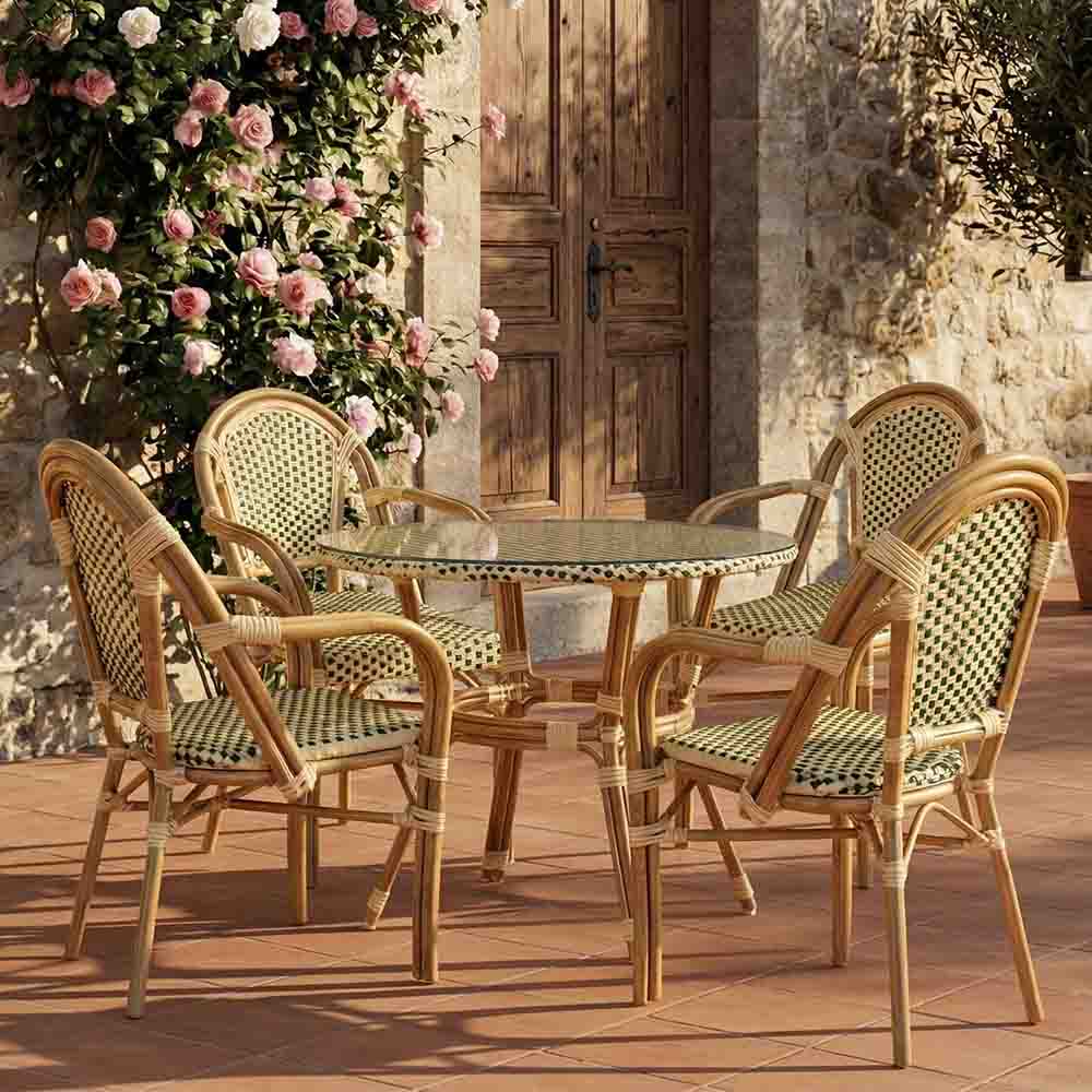 Toulouse Beige and Green French Bistro Set Includes 40