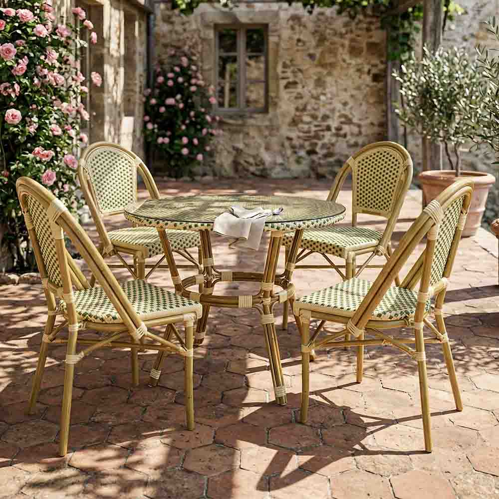 Toulouse Beige and Green French Bistro Set Includes 40