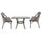 Toulouse Black on White French Bistro Set with 48x36" Table and 2 Benches FBK-BLA-4836X2B