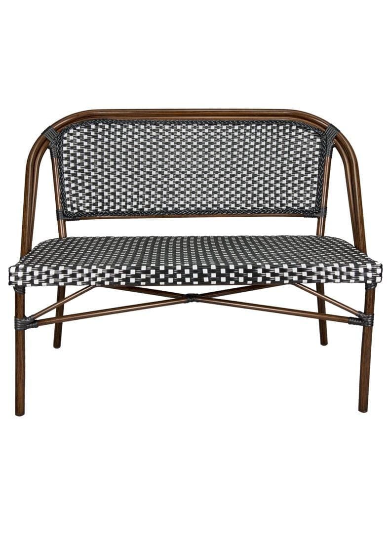 Toulouse Black on White French Bistro Set with 48x36" Table and 2 Benches FBK-BLA-4836X2B
