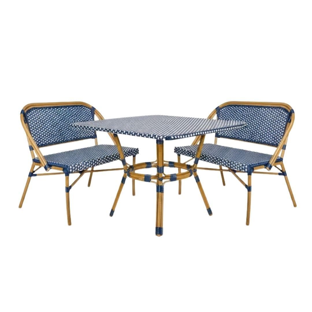 Toulouse Blue on White French Bistro Set with 48