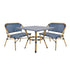 Toulouse Blue on White French Bistro Set with 48"x36" Table and 2 Benches FBK-BLU-4836X2B