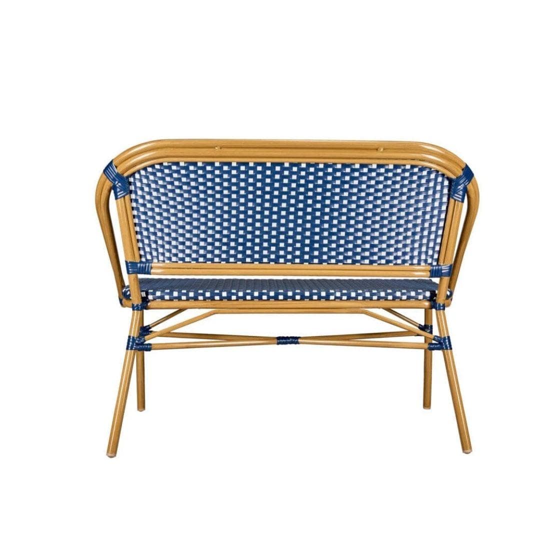 Toulouse Blue on White French Bistro Set with 48"x36" Table and 2 Benches FBK-BLU-4836X2B