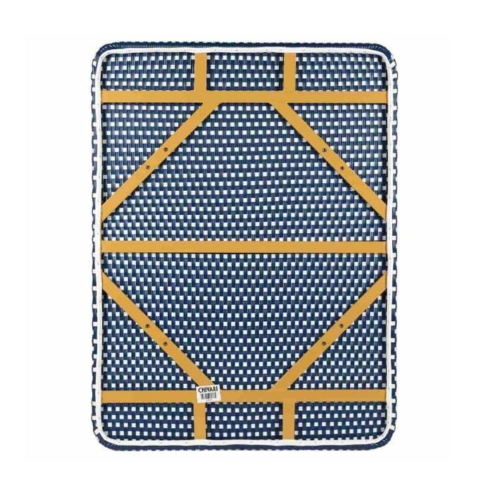 Toulouse Blue on White French Bistro Set with 48"x36" Table and 2 Benches FBK-BLU-4836X2B