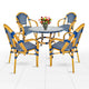 Chivari Blue and White French Bistro Set Includes 40" Table and 4 Chairs with Arms FBK-BLU-ABLU4-AX