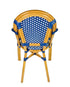 Chivari Blue and White French Bistro Set Includes 40" Table and 4 Chairs with Arms FBK-BLU-ABLU4-AX
