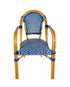 Chivari Blue and White French Bistro Set Includes 40" Table and 4 Chairs with Arms FBK-BLU-ABLU4-AX