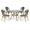 Toulouse Blue and White French Bistro Set Includes 40" Table and 4 Chairs FBK-BLU-BLU4-AX