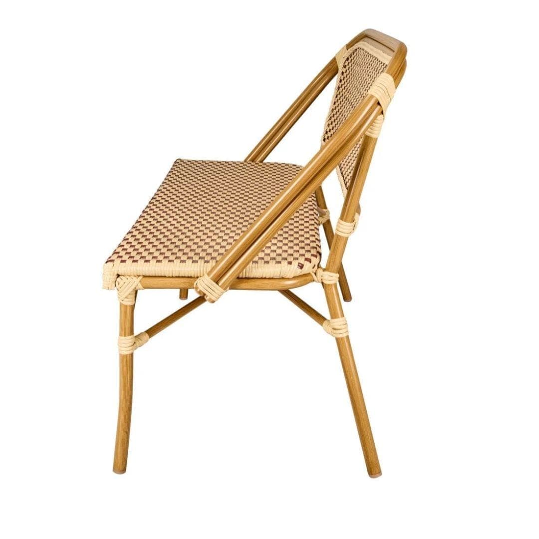 Toulouse Beige on Maroon French Bistro Set with 48