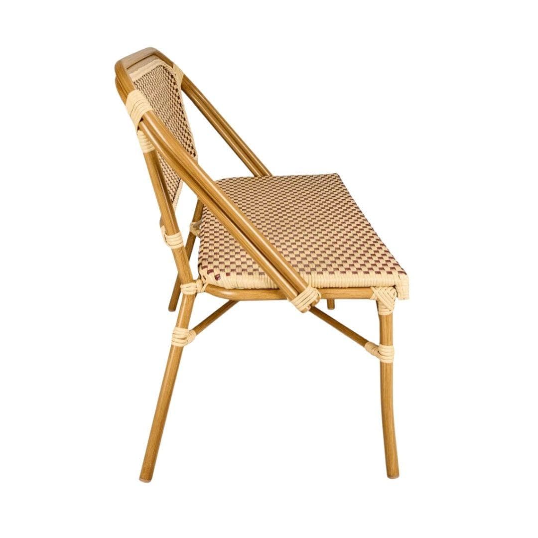 Toulouse Beige on Maroon French Bistro Set with 48